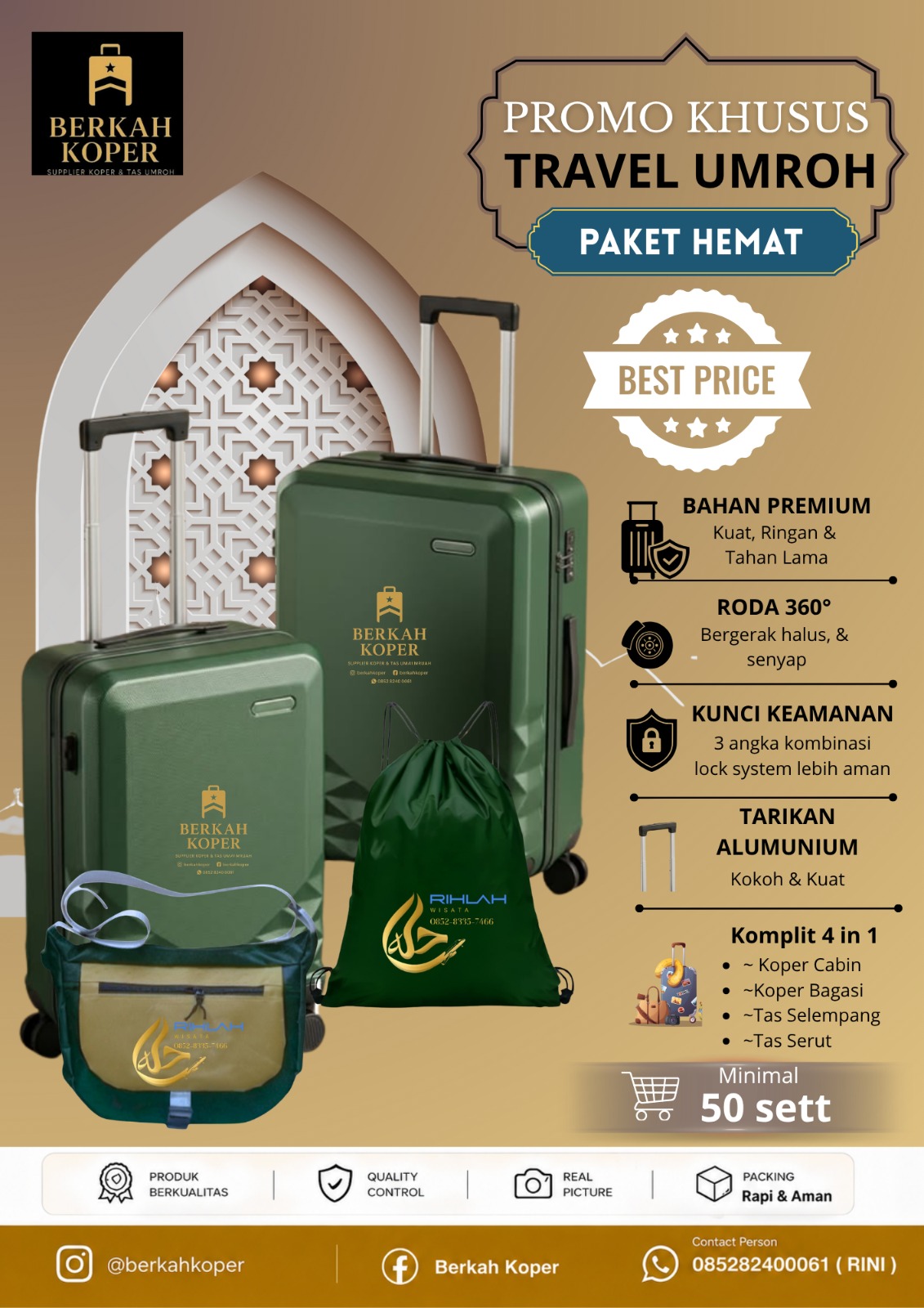 Promo Travel Umroh — Paket Hemat koper hijau set lengkap